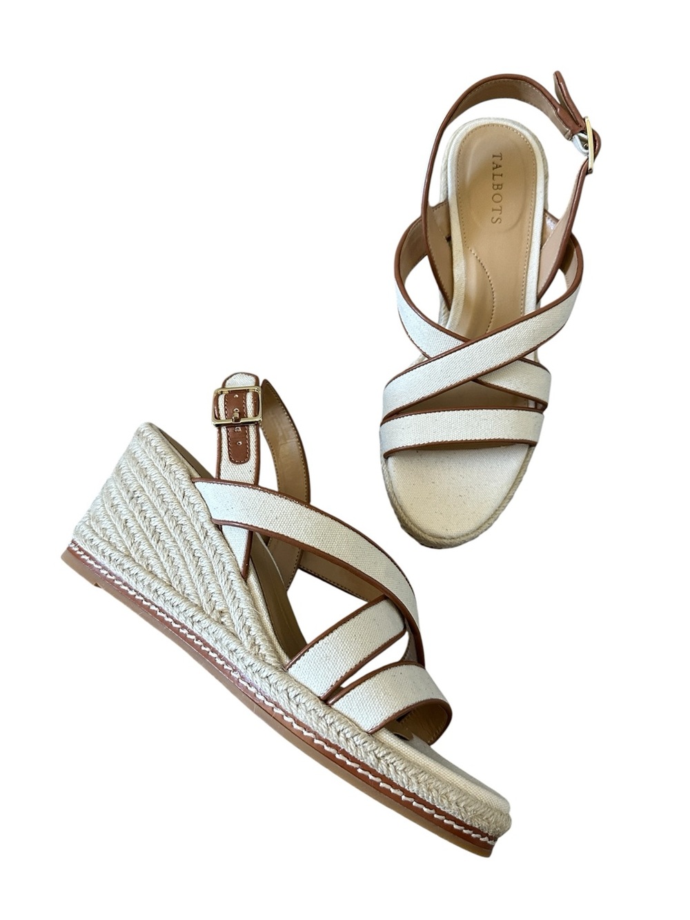 Talbots Canvas Espadrille Wedge Sandals Size 9M